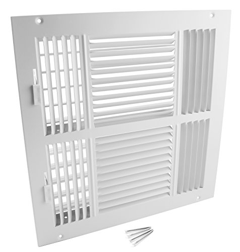 Accord ABSWWH41212 Sidewall/Ceiling Register with 4-Way Design, 12-Inch x 12-Inch(Duct Opening Measurements), White
