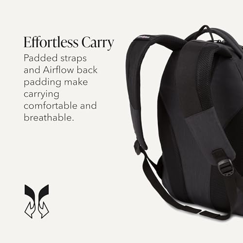Image of SWISSGEAR Bungee Core Laptop Backpack, Fits Most 13-Inch Laptops, Airflow Back Panel, Reflective Accents, and Bungee Cord System, Black, 26L, 17.25-Inch