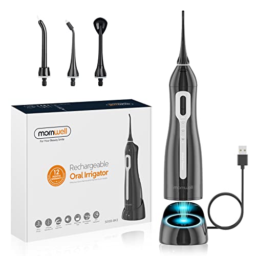 Cordless Dental Oral Irrigator, Advanced Water Flosser Water Dental Flosser Oral Irrigator IPX7 Waterproof Teeth Flosser 3 Modes 4 Jet Tips with Inductive Charging Water Teeth Cleanerfor Travel &Home