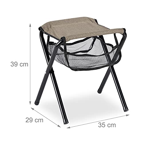 Tabouret pliant camping solide beige qui se range facilement dans votre sac