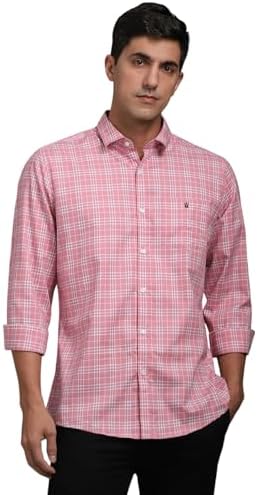 Louis Philippe Men's Slim Fit Premium Cotton Easy Care, Soft Handfeel Full Sleeve Checks Casual Shirt