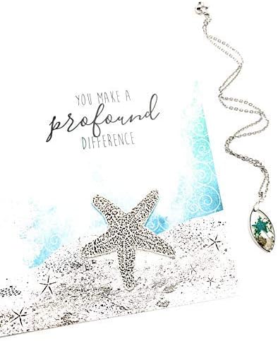 Smiling Wisdom - The Starfish Story - You Make a Profound Difference Tarjeta de felicitación y collar Set de regalo - Mujer