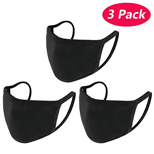 3 Pack Cotton Mouth Mask Anti Dust Mouth Mask,UNIME Unisex Black Face Mask
