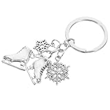 Artibetter Ice Skate Keychain with Snowflake Charm, Winter Skating Keyring Pendant for Men and Women, Roller