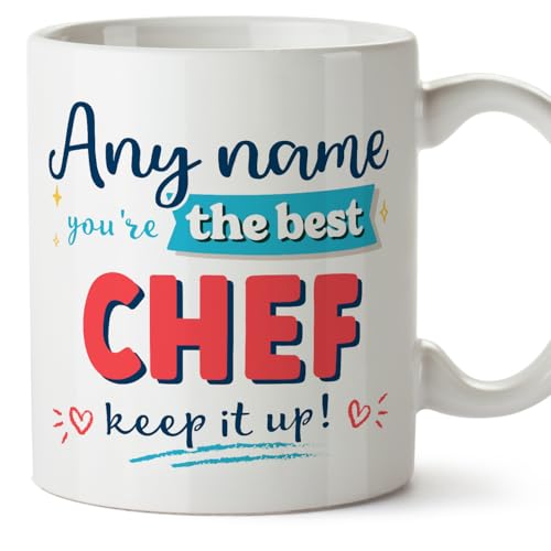 MUGFFINS Personalised Mug for Chef Man - in English - Keep it up! - Funny Custom Gift for Colleagues - Ceramic 11oz Mug