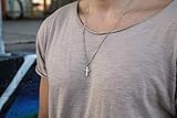Made by Nami Necklace for Men with or without various Pendants - Mens High-Quality Stainless Steel Necklace Chain 23' - Gold Silver Gun-Metal Black - Handmade Surfer Jewelry (Silver Cross)