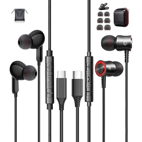 USB C Headphones for iPhone 15 Samsung Galaxy S24 Ultra Plus S23 S22 S20 FE A53 A54 5G Cover