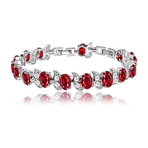 LMXXVJ Fashion Tennis Bracelet Created Emerald White Gold Plated Charm Bracelet Gifts Jewelry for Women red Cover