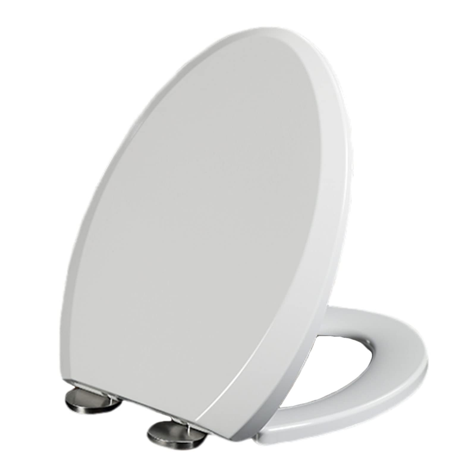 Extended Soft Close Toilet Seat Cover, Quick Release Hinges, Easy Install, Never Loosens, Adjustable, Lightweight, Durable, Portable, User-Friendly, Compact, Elongated, Resin