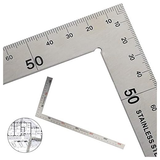 GOLRISEN Regla Cuadrada Metálica 90 Grados Regla de Ángulos Escuadra de Carpintería Escuadra de Medición de de Acero Inoxidable para Carpintero Constructor Artesanos Arquitecto(300 mm x 150 mm)
