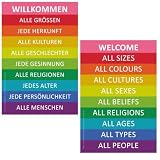 Willkommen Schild Regenbogen LGBTQ Pride (ENGLISCH - WELCOME)