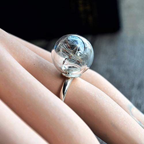 image for Cairui Design Dandelion Statement Rings on Glass Ball with Resizable C