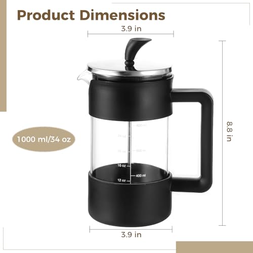 Cafetera de Prensa Francesa de Vidrio Borosilicato 34 oz miniatura 3