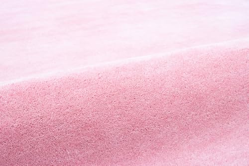 Image of Hand-Tufted Wool Runner Rug - 2.5x9 Ft, Solid Blush Pink Rug with Elegant Scalloped Edges, Soft Plush Handmade Wool Carpet for Hallway, Living Room, Bedroom, Nursery & Modern Home Decor