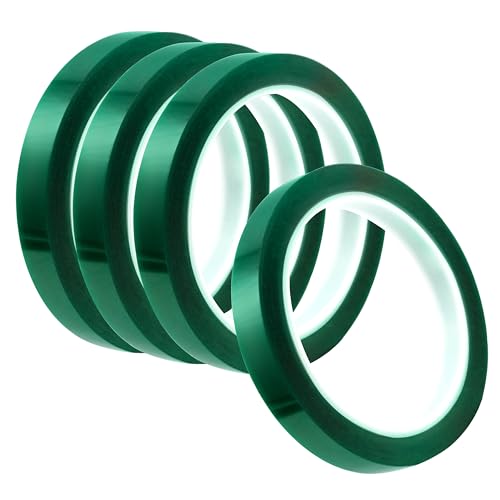 Image of 4 Rolls Heat Tape for Sublimation, Heat Resistant Tape for Heat Transfer Sublimation Press, 10mm x 33m(108ft) No Residue Heat Transfer Tape (Green)