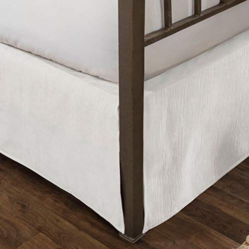 Tailored Velvet Bed Skirt With Split Corner 14 Inch Drop-Twin , Eggshell White Modern Dust Ruffle, High-End #TOP3