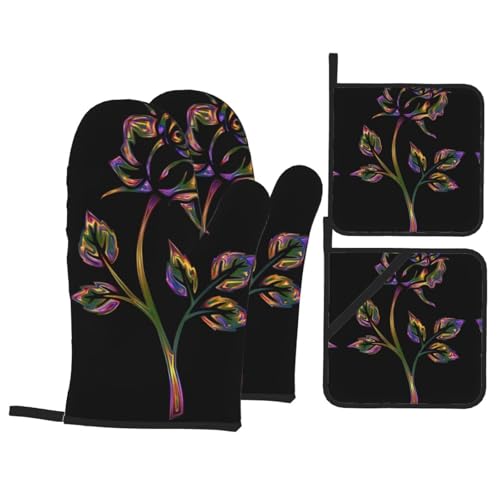 Artículos para cocinar, hornear y asar a la parrilla con diseño floral negro y dorado 2