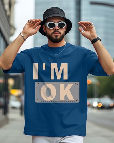 Image of AUSK Mens Loose Fit Oversized Printed Cotton T-Shirts Half Sleeve Drop Shoulder Men Tshirt