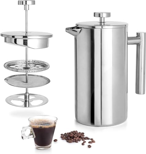 One&One Coffee Plunger, French Press Coffee Maker, Stainless...