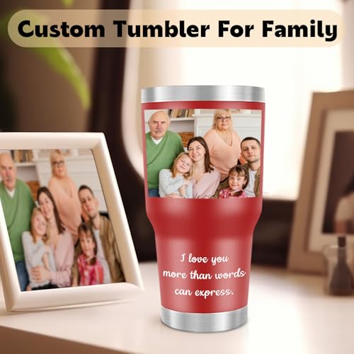 Image of Personalized 30oz Tumbler with Pictures, Custom Insulated Tumblers with Logo, Stainless Steel Travel Coffee Mug, Personalized Gifts for Women Men Birthday Fathers Day Mothers Day