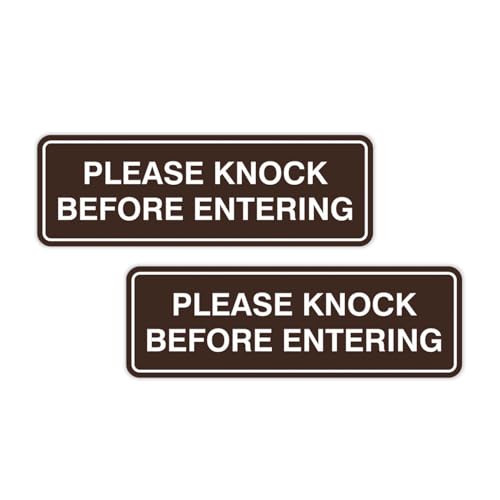 Standard Please Knock Before Entering Sign - Dark Brown - Small 2 Pack