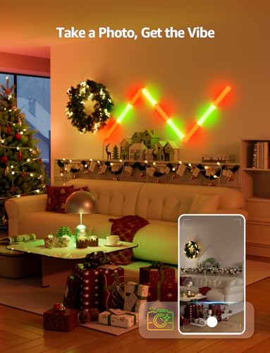 Image of Lepro WL1 AI Smart RGB Wall Lights for Christmas Decorations, LLM AI Generated Lighting with LightBeats Music Sync, Voice Control Via App, Wi-Fi & Bluetooth LED Light Bars, 6 Pcs with 2 Corners