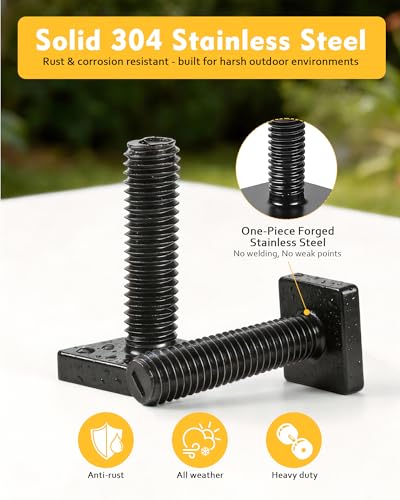 Image of T Slot Bolts for Roof Rack Cross Bars, Platform, Cargo Basket, Stainless Square T Track Bolt Adapter to Secure Bike /Ski /Kayak Rack, Solar Panel, Awning, 4mm Thick
