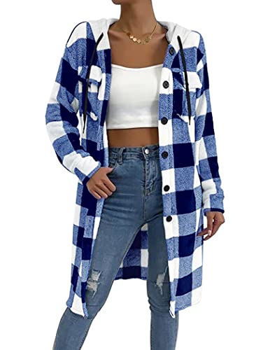 Chigant Damen-Mantel mit Kordelzug, Kapuze, Flanell, Knopf, Taschen, langer Jacke, Ydl3, Small Cover