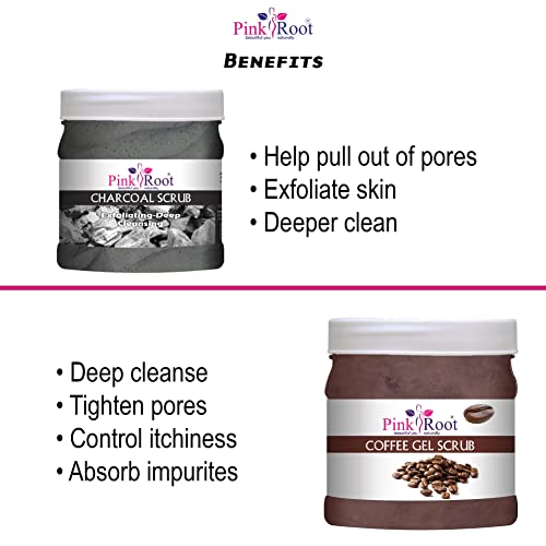 Image of Pink Root Charcoal Scrub 500gm With Coffee Gel Scrub 500gm