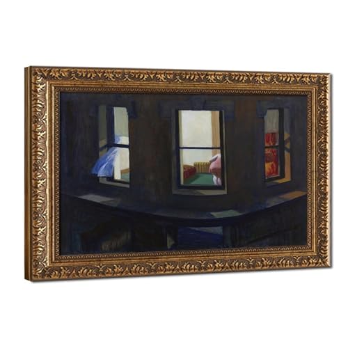 Toile Edward Hopper Night Windows - Impression d'art de qualité avec cadre suspendu