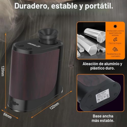 Miniatura 3 de Boruit Bq500 Pistola Para Fumar, Fumador De Comida, Con 4 Paquetes De Virutas De Madera, Pistola De Humo De Aleación De Aluminio Para Cocina, Carne, Salmón, Cócteles, Queso, Barbacoa