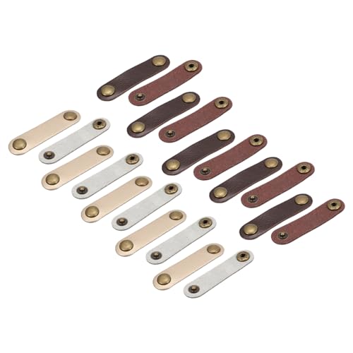 MECCANIXITY 5+5 Pcs Leather Cable Straps Cord Organizer 63x16mm Ties Soft Cord Holder Winder Keeper Cable Management for USB Cable, Headphone Wire, Earphone