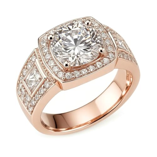 Musihy Anillo de oro blanco para hombre, anillo de compromiso de lujo con moissanita de 9 quilates, 14 y 18 quilates, Metal, Moissanita