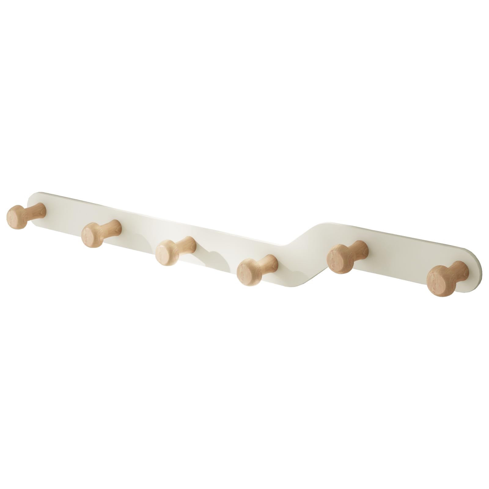 Appendiabiti Da Parete YunNasi - 6 Ganci In Acciaio Inox E Legno, Bianco Crema - Foto 11