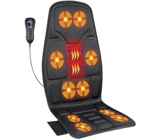 Cuscino massaggiante per la schiena, tessuto profondo, vibrante, massaggio sedile, 2 livelli di raffreddamento o calore per alleviare l'affaticamento muscolare e lo stress