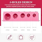 Honoson 2 Pcs 5 Hole Cosmetic Long Point Manual Pencil Sharpener with Plastic Lid Makeup Eyeliner Pencil Sharpener(Hot Pink) - Image 3