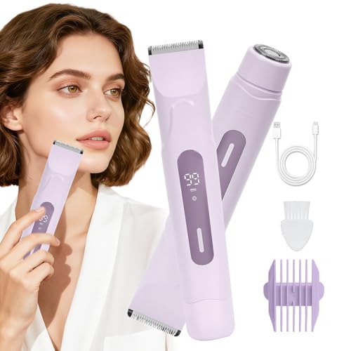 Épilateur Corporel 2-en-1 pour Femmes - Nouveau Design 2026 avec Écran LED, Étanche IPX7 et Rechargeable - Pour une Épilation Douce sur Visage, Aisselles, Jambes et Maillot (Violet)