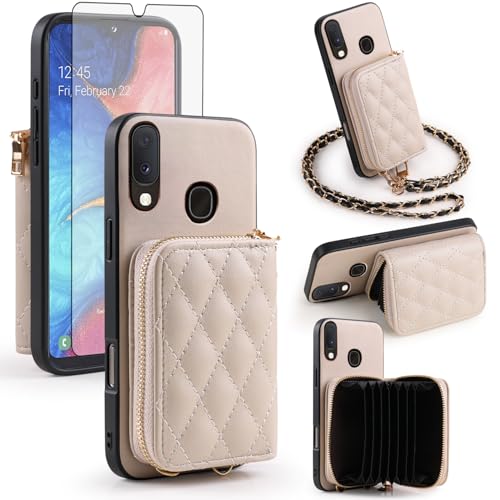 Étui portefeuille Samsung A20e en cuir avec bandoulière et vitre