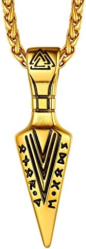 Richsteel Viking Necklace For Men Boy, Northern Europe Jewellery, Cool Arrow Shield Pendant, Mysterious Celtic Compass Design, Engraved Available, Send Gift Box
