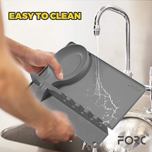 image for Forc Silicone Spoon Rest 2 in 1 Larger Size Silicone Spoon Holder for 