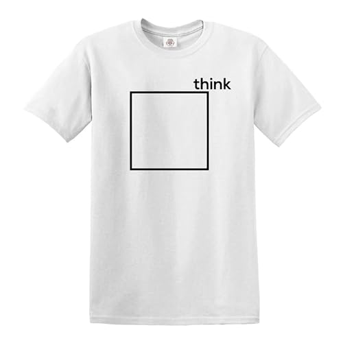 Think Outside The Box | Uomo | T-Shirt Divertente | TOP TEE, T-shirt Bianca Stampa Nera, S
