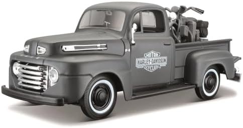 Maisto 1:24 Scale 1948 Ford F-1 Pickup and Harley Davidson 1942 WLA Flathead Diecast Vehicles