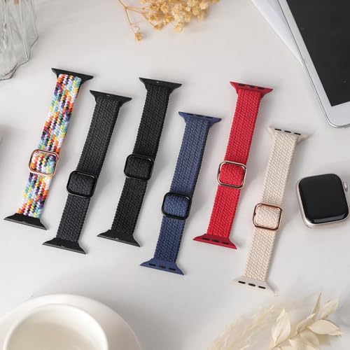 Image of Slim Braided Bands for Apple Watch Band 40mm 41mm 42mm 38mm 46mm 44mm 45mm 49mm Women,Stretchy Solo Loop Nylon Elastic Thin Narrow Skinny Strap for iWatch Ultra 3 SE 3 Series 11 10 9 8 7 6 5 4 3 2 1
