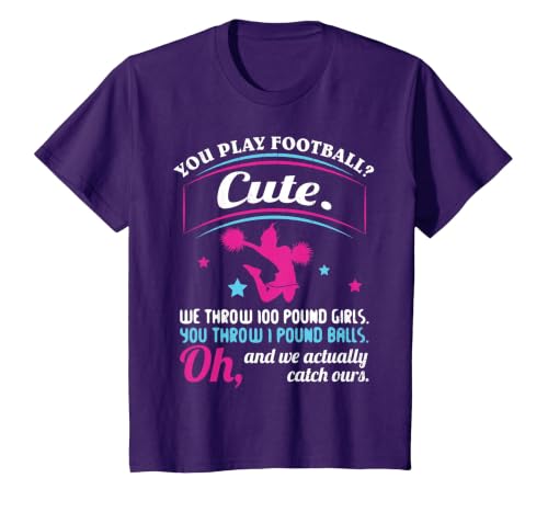 Cheerleading Quotes & Shirts You Play Football That's Cute T-Shirt, Youth, Purple, Small