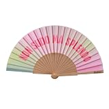 I-TOTAL® - Ventaglio a Mano Elegante e Colorato – Ventilatore Estivo in Legno e Tessuto, Leggero e Portatile – 42 x 23 cm (NON SUDO)