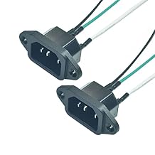 2PCS IEC 320 C14 Panel Mount Plug Adapter, AC 250V 10A 3 Pins IEC Inlet Module Plug Power Connector Socket with 3 Wires