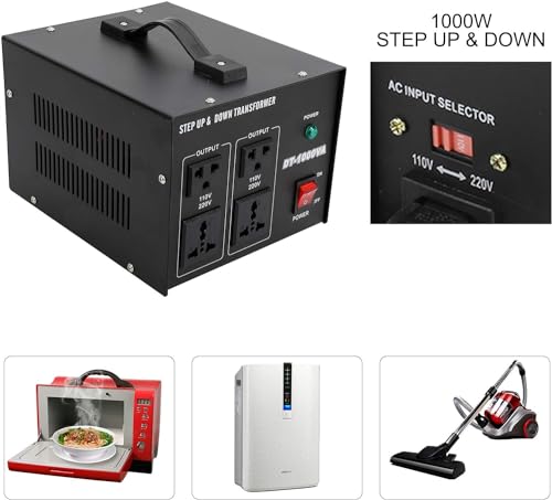 Yaeccc Voltage Converter Transformer, Step Up/Down (220V to 110V, 110V to 220V) - Efficient Power Conversion for International Travel and Home Use (1000W)