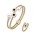 LOCKSUN t Jewelry Set Fashion Stainless Steel Triple Stackable Cable Wire Twisted Cuff Bangle and Ring Bracelets Set for Women