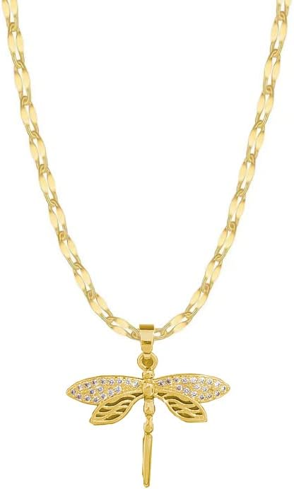 Aktully 18K Gold Dragonfly Necklace for Women Girls Dainty CZ Zircon Dragonfly Pendant Necklace Summer Jewelry Gifts for Dragonfly Lovers