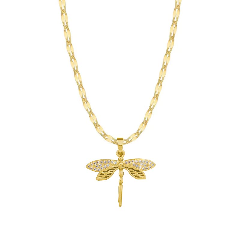 Aktully18K Gold Dragonfly Necklace for Women Girls Dainty CZ Zircon Dragonfly Pendant Necklace Summer Jewelry Gifts for Dragonfly Lovers